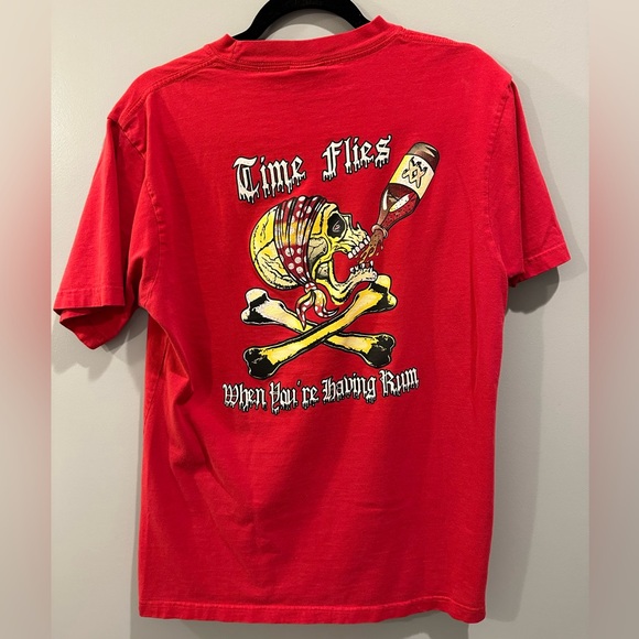 Pirana Joe Bad to the Bone Bahamas Beachy Tee Size M Red Tee - Picture 2 of 4
